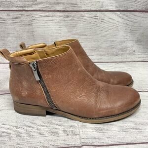 Franco Sarto Women's Brown Keegan Boot Size 8M Leather Zip Flat